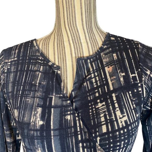 Anne Klein Black Printed Faux Wrap Style Career Blouse Women SZ S - Picture 3 of 7